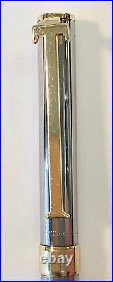 Tiffany & Co. T-Clip 14K Gold + Sterling Silver Ball Point Pen, Exclnt Cond