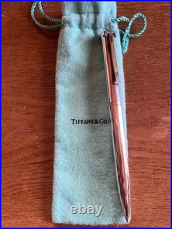 Tiffany & Co. T-Clip Ballpoint Pen Sterling Silver 925 Japan Used With Cloth Bag
