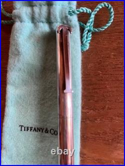 Tiffany & Co. T-Clip Ballpoint Pen Sterling Silver 925 Japan Used With Cloth Bag