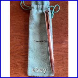Tiffany & Co. T-Clip Ballpoint Pen Sterling Silver 925 Japan Used With Cloth Bag