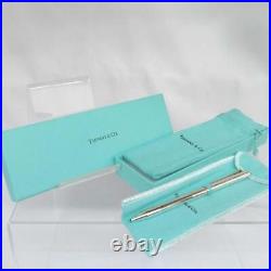 Tiffany & Co. T-clip Ballpoint Pen Retractable In Sterling Silver Blue Authentic