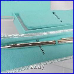 Tiffany & Co. T-clip Ballpoint Pen Retractable In Sterling Silver Blue Authentic