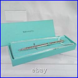 Tiffany & Co. T-clip Ballpoint Pen Sterling Silver 925 With Blue Authentic