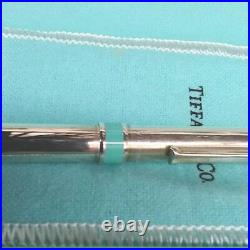 Tiffany & Co. T-clip Ballpoint Pen Sterling Silver 925 With Blue Authentic