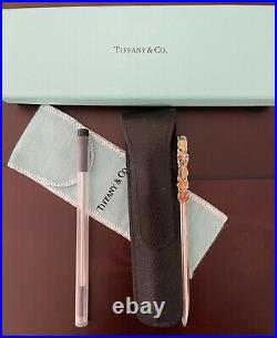 Tiffany & Co. Vintage Sterling Ballpoint Pen, Fall Leaf Motif, withLeather Case RARE