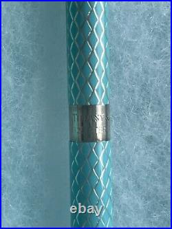 Tiffany Sterling Silver 925 Ballpoint Pen Diamond Blue Texture Good Condition