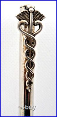 Tiffany Sterling Silver Ball Pen with Caduceus emblem on clip-working