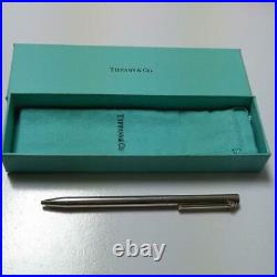 Tiffany T Clip Ballpoint Pen Sterling Silver Chrome Trim with box Black ink from