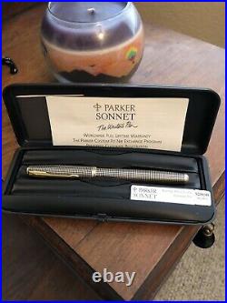 Unused Parker Sonnet Sterling Silver Cisele Fountain Pen 18 K Medium Nib