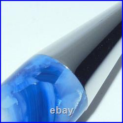 Used Delta 365 Ballpoint Pen Blue/White/Sterling Silver Trim Cracked Ice Resin