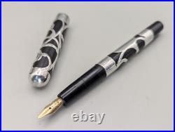 VERY RARE Salz Sterling Silver Filigree Eye Drpper Fountain Pen 14K Nib