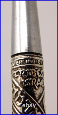 VNTG 6.75 925 Sterling Silver Repousse TRIBES of ISRAEL Ballpoint Desk Pen