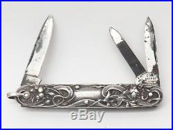 VTG George Wostenholm IXL Nouveau Battin & Co. Sterling Silver Fob Pocket Knife