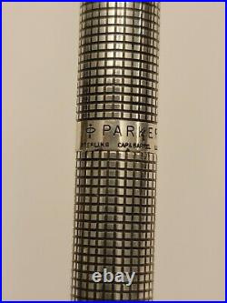 VTG Parker 75 Sterling Silver Cisele Ball Point & Fountain Pen 14K Nib Set Box