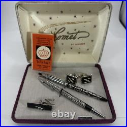 VTG Sterling Silver Inlay Mech. Pencil Pen Comet By Windsor Cufflink Tie Clip