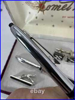 VTG Sterling Silver Inlay Mech. Pencil Pen Comet By Windsor Cufflink Tie Clip
