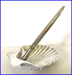 VTG TIFFANY & CO STERLING SILVER PEN With SHELL PEN TRAY / HOLDER