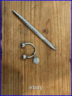 VTG Tiffany & Co Germany Sterling Diamond Pattern Pen Works + Key HolderSterling