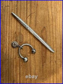 VTG Tiffany & Co Germany Sterling Diamond Pattern Pen Works + Key HolderSterling
