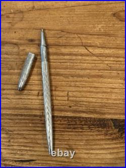 VTG Tiffany & Co Germany Sterling Diamond Pattern Pen Works + Key HolderSterling