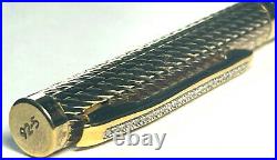Vermeil Sterling Silver Ballpoint Pen With Diamond Clip Gold Tone