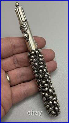 Very RARE. 925 Sterling Silver Designer STANLEY GUESS Multi Tip Skull Pen 144g