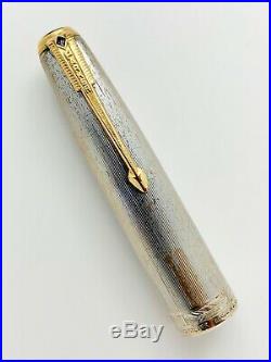 Vintage 1st Year 1941 Parker 51 Fountain Pen Double Jewel Black Sterling Silver