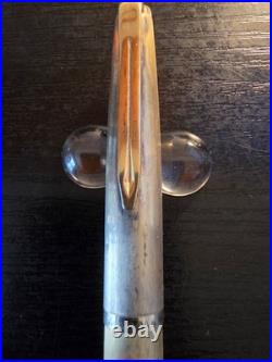 Vintage Aurora Fountain Pen, Sterling Silver 925, Gold plated. Hooded gold nib