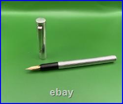 Vintage Dunhill Fountain Pen Sterling Silver 925 Body & Gold Nib 18k Size F