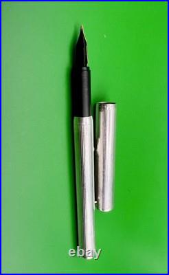 Vintage Dunhill Fountain Pen Sterling Silver 925 Body & Gold Nib 18k Size F