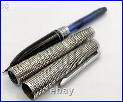 Vintage FOUNTAIN PEN Pilot Custom STERLING SILVER 18k White Gold Nib. 1977 model