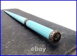 Vintage German Sterling Silver and Blue Guilloche Enamel Pencil Set