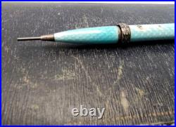 Vintage German Sterling Silver and Blue Guilloche Enamel Pencil Set
