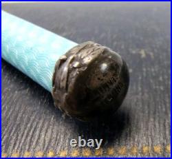 Vintage German Sterling Silver and Blue Guilloche Enamel Pencil Set