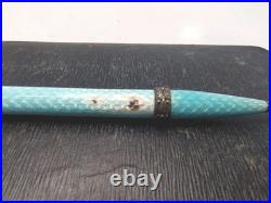 Vintage German Sterling Silver and Blue Guilloche Enamel Pencil Set