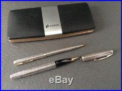 Vintage Imperial Touchdown Sterling Silver& 14K Gold SHEAFFER Fountain Pen Set
