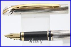 Vintage Lined 925 Sterling Silver Medium Fountain Pen, GT (Cased & Ink)