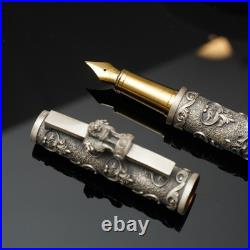 Vintage Luxury Writing 925 Antique Silver Parker Fountain Pen with Refill