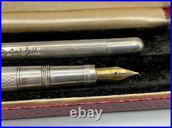 Vintage Mabie Todd SWAN Fountain Pen + Pencil STERLING SILVER 14K nib Restored
