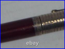 Vintage Montegrappa 925 Sterling & Red Swirl Celluloid Ballpoint Mechanical Pen