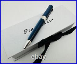 Vintage Montegrappa Blue Marble 925 Sterling Silver Fittings Ballpoint Pen