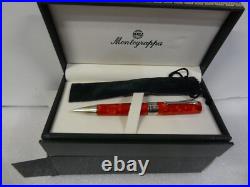 Vintage New NIB Montegrappa 1912 Red W Sterling Silver Trim Ballpoint Pen