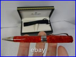 Vintage New NIB Montegrappa 1912 Red W Sterling Silver Trim Ballpoint Pen