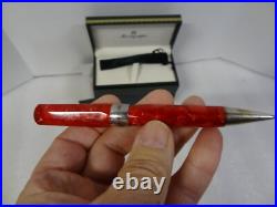 Vintage New NIB Montegrappa 1912 Red W Sterling Silver Trim Ballpoint Pen