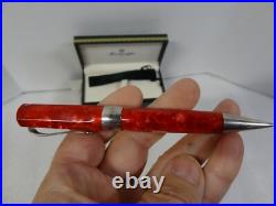 Vintage New NIB Montegrappa 1912 Red W Sterling Silver Trim Ballpoint Pen