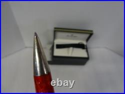 Vintage New NIB Montegrappa 1912 Red W Sterling Silver Trim Ballpoint Pen