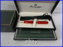 Vintage New NIB Montegrappa 1912 Red W Sterling Silver Trim Ballpoint Pen
