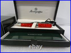 Vintage New NIB Montegrappa 1912 Red W Sterling Silver Trim Ballpoint Pen