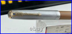 Vintage PARKER 51 Fountain pen DJ BUCKSKIN BEIGE STERLING SILVER CAP 14K Tassie