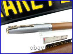 Vintage PARKER 51 Fountain pen DJ BUCKSKIN BEIGE STERLING SILVER CAP 14K Tassie